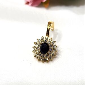 Enhancer Pendant Signed Roman Black Stone Gold Tone.